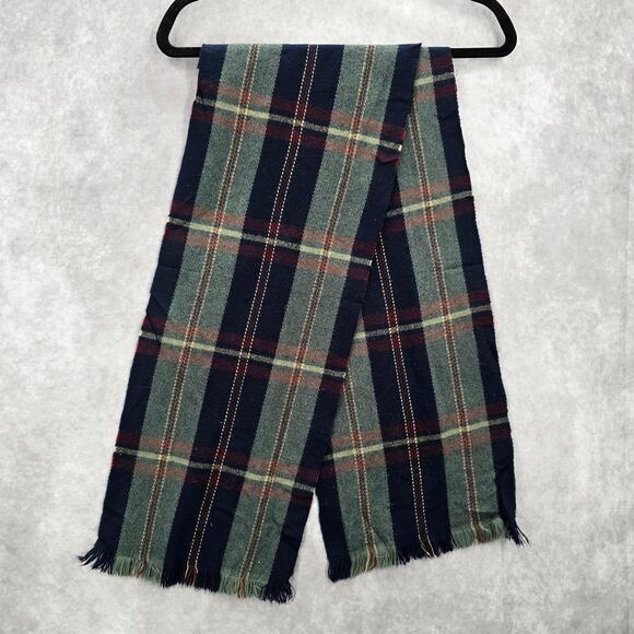 Blue Green Plaid Tartan Fringe Wrap Long Shawl Unisex Scarves Scarf - Picture 4 of 4